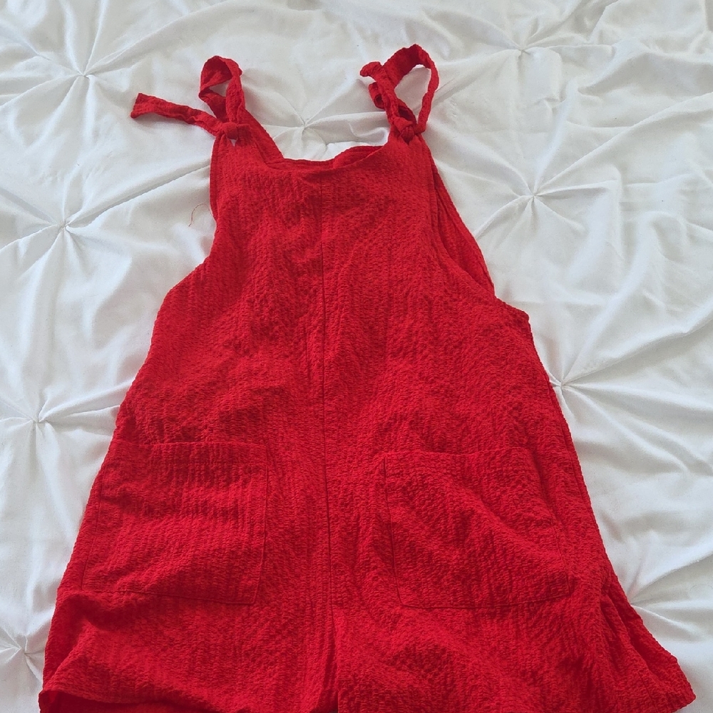 Vibrant Red Kids Overalls with Pockets